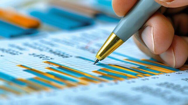 Conceptual rendering of auditor signing a clean financial report A professional approving a companys financial statement with a stamp of full compliance