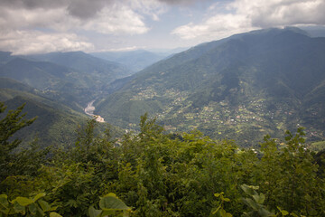 The valley of the Adjaritskhali River near the town of Keda in Georgia