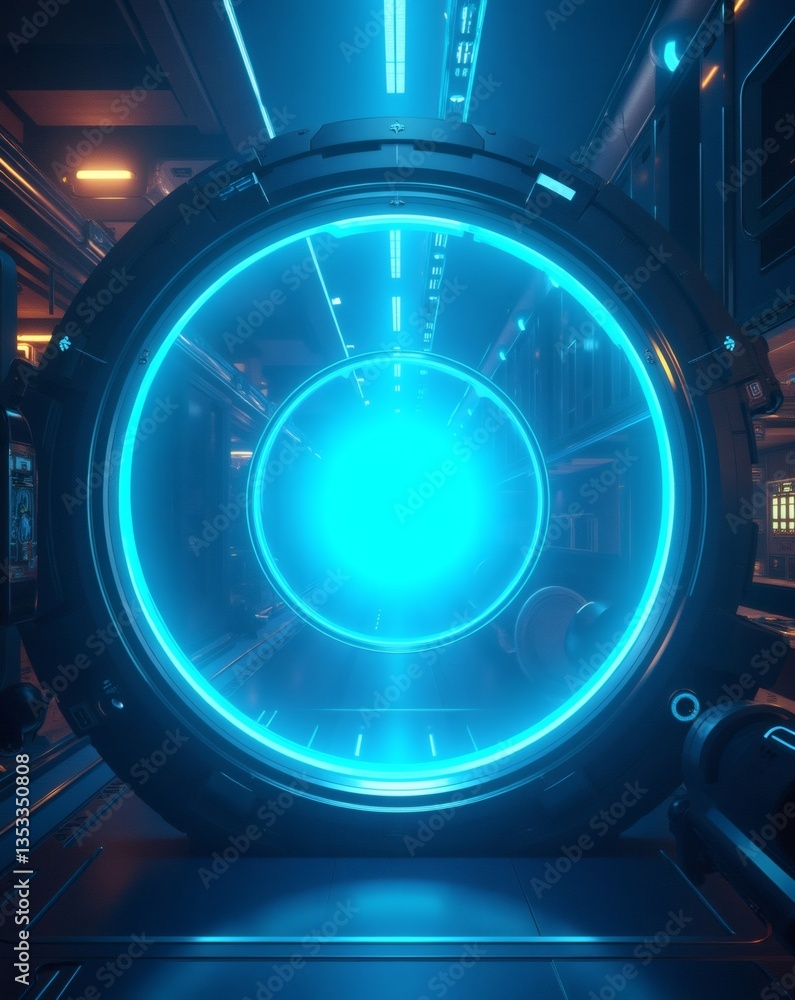 Poster Futuristic portal with a mesmerizing glow, symbolizing advanced technology and exploration 
