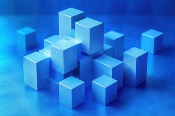 Vibrant Blue Abstract Geometric 3D Blocks Modern Design Background
