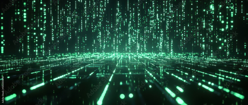 Poster futuristic digital background with glowing lines and bokeh effect for cyberpunk art style