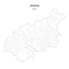 Geopolitical Vector Map of Jõgeva County (Estonia) with Municipalities (Omavalitsused), and Settlements (Asulad) Administrative Subdivisions as of 2025 - Estonia