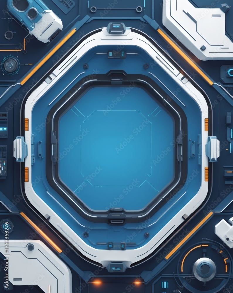 Poster abstract futuristic interface, with a modern look, perfect for technology and design projects. This image features a complex pattern of interconnected circuits, creating a sense of depth and detail. 