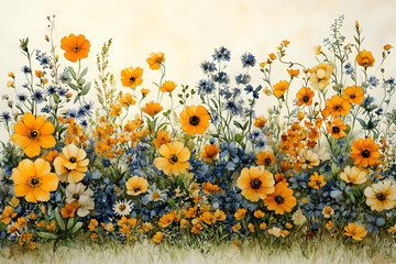 Colorful Floral Arrangement In Watercolor Style