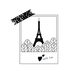 Souvenir photo of the Eiffel Tower. Travel-themed vector illustration elements
