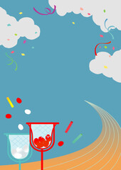 運動会　玉入れ徒競走　背景イラスト