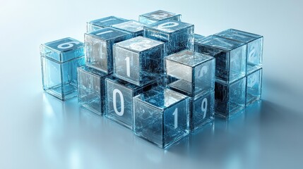 Obraz premium Blue Cubes Celebrating 2025 Transition from 2025 Modern Design