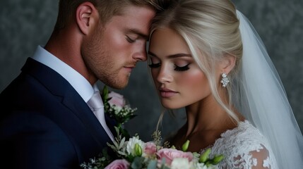 Couple in love, radiant bride and groom