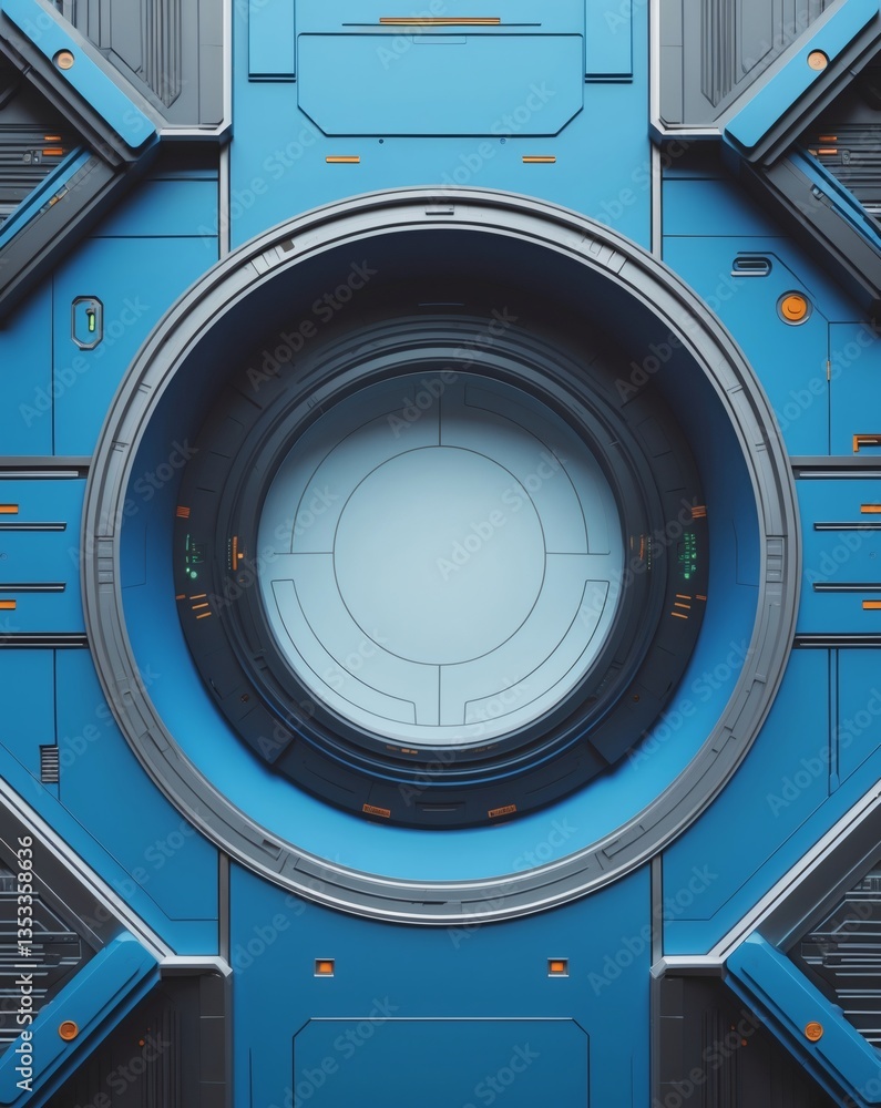Aufkleber a close-up of a futuristic machine detail with a circular core and geometric structure, designed wit
