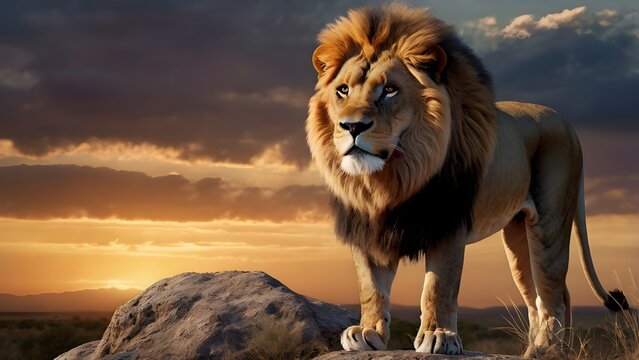 Close-Up 3D Portrait of a Lion's Face