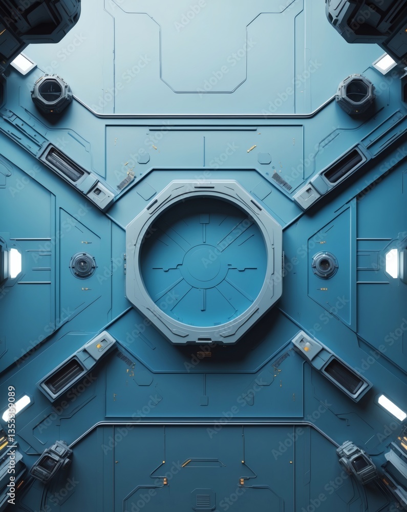 Aufkleber an abstract of technological texture in blue tone, a futuristic look that evokes a sense of innovati