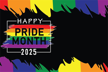 illustration of rainbow colors with texts '2025 Pride Month', concept for LGBTQ+ community in pride month.