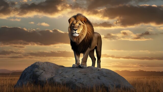 Majestic 3D Lion Roaring in the Wild