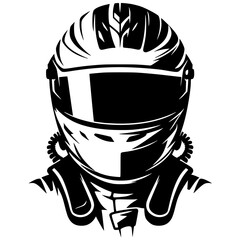 Silhouette portrait of a person wearing a helmet