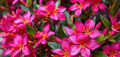 Vibrant pink oleander blossoms, retro-styled close-up, element, graphic, style