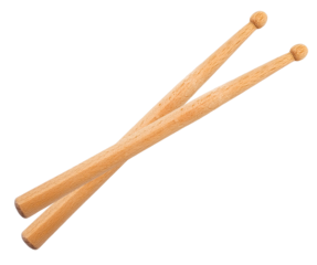two wooden drum stick isolated on white background