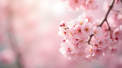 Delicate Pink Cherry Blossoms in Spring Light