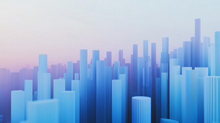 Professional Business Chart over Modern Blue Cityscape