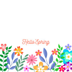A vibrant floral illustration with colorful flowers and leaves, featuring 