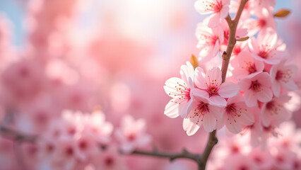 Obraz premium Delicate Pink Cherry Blossoms Blooming Magnificently