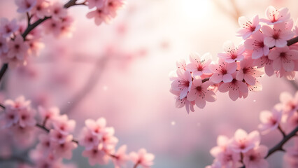 Delicate Pink Cherry Blossoms in Soft Sunlight
