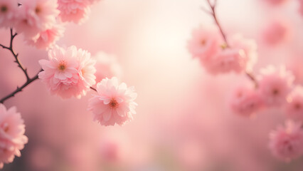 Delicate pink blossoms soft focus background