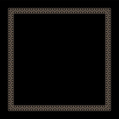 Obraz premium Decorative Vintage frame. Elegant element for design in Eastern style, place for text. Square gold floral european national pattern frame arabesque. Lace frame for invitations, textiles, embroider