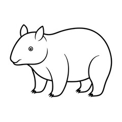 Wombat Outline Simple Line Drawing