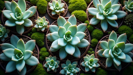 Succulents and Moss Botanical Background Layout