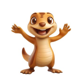 recommend clip art: Cartoon Meerkat Character With Raised Arms