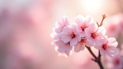 Obraz premium Graceful Flowering: A Blossom Tree in Soft Light