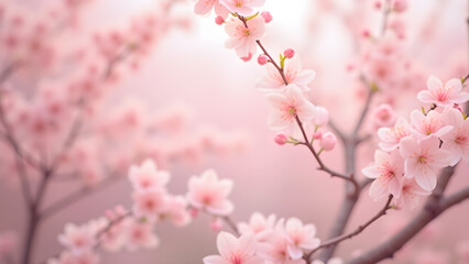 Delicate Cherry Blossoms in Soft Pink Hues