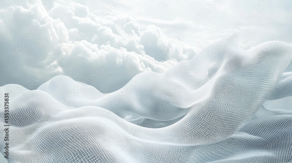 Poster futuristic 3d embossed mesh illustrating global internet connections in cloud computing