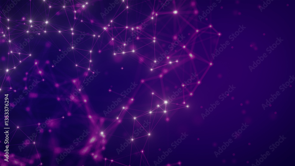 Poster abstract network connection design in vibrant purple, plexus