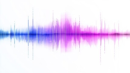 Futuristic sound wave curve in purple and blue, digital technology-inspired, with smooth lines and a clean white background.