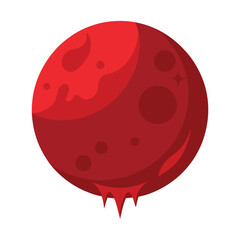 red moon vector icon on white background