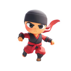 Cartoon Ninja Character In Action Pose