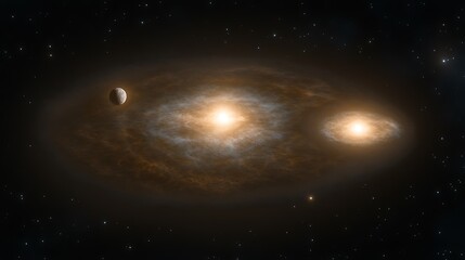 Naklejka premium A stunning artistic depiction of celestial galaxies in deep space