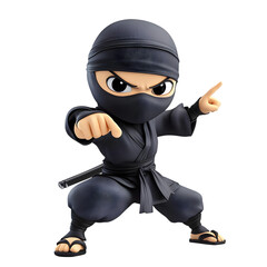Cartoon Ninja Character In Action Pose