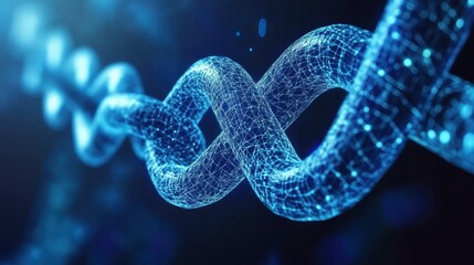 High-tech blockchain connection with cybernetic lines, digital data flow, decentralized network theme
