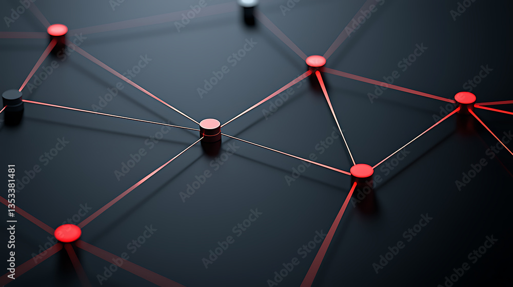 Poster dynamic network visualization of data connections digital space digital art abstract aerial view tec