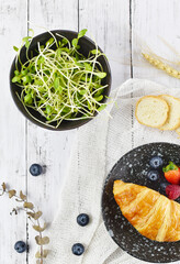 mixed salad on the grunge wooden table