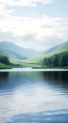 Serene mountain lake vista