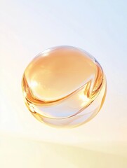 Luxurious Skincare Serum Droplet with Glass-Like Texture on Pastel Background