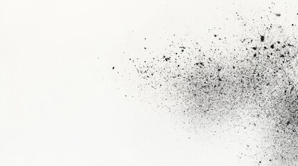 Abstract black ink splatter on white background creating a dynamic and artistic visual effect