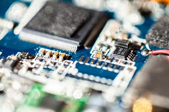 Detail of blue circuit board