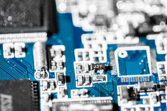 Detail of blue circuit board