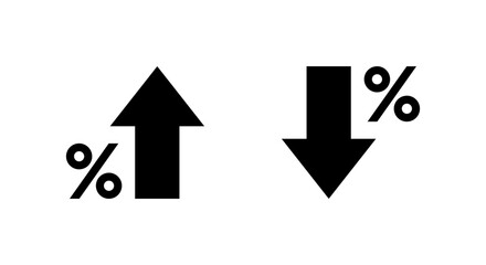 Percent growth and decline icon. Percentage arrow up and down sign symbol
