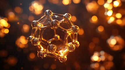 Abstract scientific background with buckyball fullerene molecules 