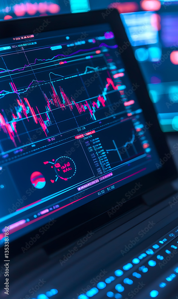 Aufkleber data analysis trend insights digital workspace infographic virtual environment close-up view financi